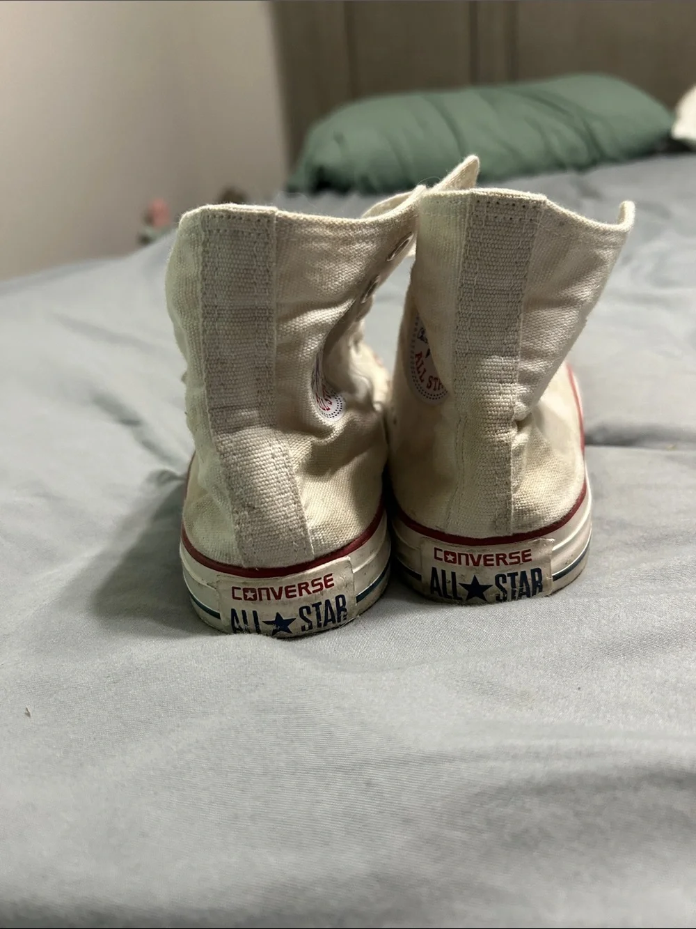 Converse Kids High-Top Sneakers in Cream with Red Trim